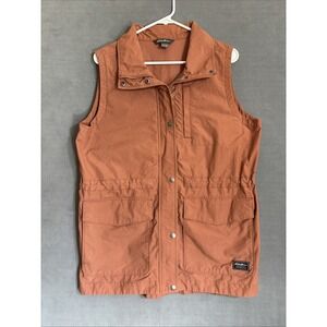 Eddie Bauer Trekker Vest Womens Tall M Utility Field Snap Barn Chore Pockets